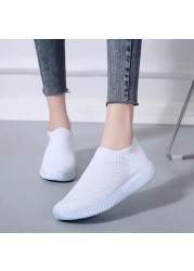 Rimocy Breathable Air Mesh Knitted Sneakers Women 2022 Spring Summer Plus Size Ladies Flats Comfortable Soft Casual Shoes Woman