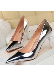 BIGTREE Shoes Woman Pumps Patent Leather High Heels Shoes Women Basic Pump Wedding Shoes Female Stiletto High Heels Women Shoes Plus Size 43