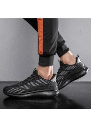 Flying woven summer breathable lightweight men's casual shoes low-top lace-up non-slip sports shoes