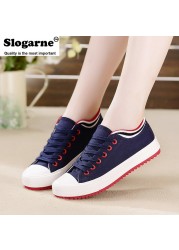 Student Sneakers Flat Canvas Shoes Lace Up Women Spring Classic Casual Sneakers Thick Sole Vulcanized Shoes Platform Shoes