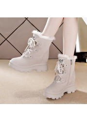 snow boots women 2021 winter high boots plush warm boots plus size easy wear girl shoes white zip female boots hot