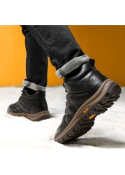 Men's shoes 2021 autumn and winter warm casual fashion lace up basic leather shoes bota male zapatos de segurchampre hombre