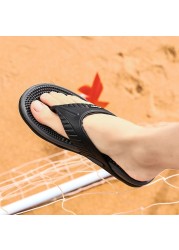 Summer large size youth slippers men's massage non-slip cool outside flip flops breathable thick-soled toe sandals