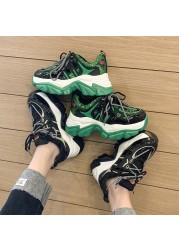 Rimocy Spring Sneakers For Women Glitter Green Glitter Thick Sole Sneakers Women 2022 Zapatillas Mujer Sneakers