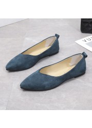 Slip On Women Flats Shoes Candy Color Pointed Toe Female Loafers Large Size Shoes Woman Spring Flock Ladies Ballet Flats