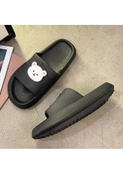 Lucifer Cute Cartoon Bear Platform Slippers Women 2022 Summer EVA Soft Sole Home Flip Flops Woman Non-slip Beach Sandals Female