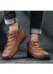 2021 New Men's Mid Top Fashion Comfortable Shoes Spring Autumn Lace-up Casual Male Shoes Handmade Classic Sale Classic Flats