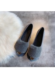 Shallow Mouth Women Autumn Fur Loafers Sneakers Female Plain Metal Pointed Toe Flats Women's Shoes