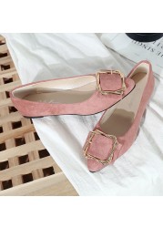 women's 2022 autumn new pointed metal square buckle Doudou shoes fashion leisure flat sole women's single shoes work shoes