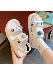 Cartoon Cute Cloud Slippers Women Leisure Home Non-slip Flip Flops Breathable Beach Jelly Shoes Fashion Lady Thick Bottom Slides