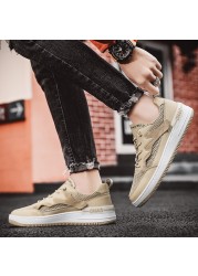 Summer new typical style men casual shoes lace up mesh white formal shoes comfortable low-profile leather breathable sneakers