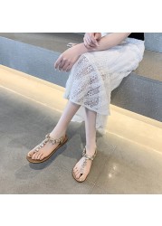 Lucyever crystal slip on sandals women 2022 summer comfortable soft sole shoes woman bohemian low heels clip toe sandalias mujer