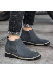 Men Shoes Comfortable Elevator Shoes Height Boots Man Increasing Insole 6cm Slip On Suede Ankle Boots Chelsea Boots