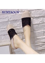 New Spring Autumn Summer Ladies Casual Sweet Fashion Hollow Out Weave Women Shoes Comfortable Round Toe Slippers Shoes 2 Colors