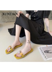 2022 New Korean Version Fashion Slippers Womern Candy Color Flat Flip Flops Women Sandals Casual Shoes Women A035