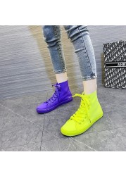 Rose Red Yellow Purple Orange Green Color Microfiber Leather High Quality Sneakers Women Running Shoes Leather Women Sneakers