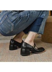 Tuyoki Size 33-40 Real Leather Women Pumps Ins Fashion High Heels Shoes For Woman Spring Office Lady Daily Retro Shoes