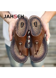 New Arrival Leather Men Sandals Summer Slip On Leisure Beach Shoes Fashion Outdoor Men Sandals High Quality Slippers Size 47