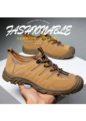 Breathable Men Casual Hiking Shoes Suede + Mesh Outdoor Men Sneakers Lace Up Climbing Shoes Quick Dry Water Shoes Men Shoes