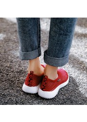 Hollow mesh white shoes women sneakers light breathable casual perspective new shoes slip-on loafers running shoes women sneakers