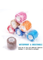 1pc Disposable Self-adhesive Colorful Latex Medical Wrap Athletic Tape To Handle Tightening Tube Of Tattoo Accessories