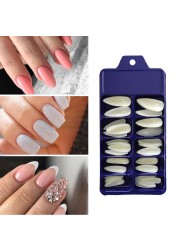 100pcs/set Matte Fake Nail Art Tips Long Ballerina Coffin Nails ABS Full Cover Vessel Nails Manicure Tools