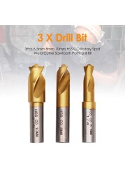 3pcs HSS Co-Rotary Spot Welding Cutter Sawmill Point Drill Bit Sheet Metal Welding Joints Removal Titanium Plating Drill Bit