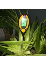 Professional 4 in 1 PH Meter Soil Tester Moisture Monitor Sunshine Temperature Tester Acidity Alkalinity Test Tool for Garden Plant