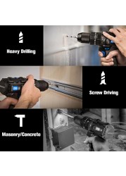 60NM Brushless Electric Hammer Drill Machine 20V Cordless Impact Screwdriver 13mm Steel Wood Construction Power Bare Tools PROSTORMER