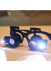 Magnifying Magnifying Glasses Watch Repair 10X 15X 20X 25X Binocular Jewelry With 2 LED Lights Loupe Lens For Dental Applications