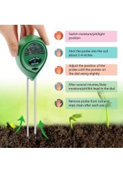 Soil PH Tester, 3/4 in 1 pH Light Moisture Acidity Tester Soil Tester Moisture Meter Soil Test Kit Plant for Flowers