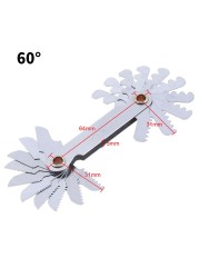 Screw Pitch Gauges 55/60 Degree Metric Inch Thread Plug Gauge Gear Gauge Teeth Carbon Steel Center Gauge 20 Blades