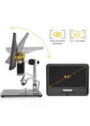 Andonstar AD208S Digital Microscope, 8.5 inch LCD Display, 5X-1200X, 1280*800, 1080P Adjustable Range, Soldering Tool with 2 Fill Lights