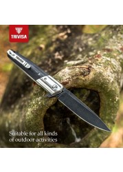 TRIVISA Folding Pocket Knife G10 Handle with Flipper 3.54" BOHLER K110 Blade Tactical Knives with Clip EDC Hunting Tool for Men