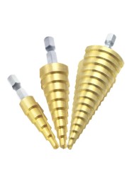 3pcs HSS Titanium Drill Bit 4-12 4-20 4-32 Drill Metal Power Tools High Speed ​​Steel Wood Hole Cutter Cone Drill