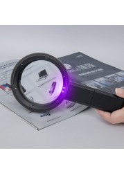 5X 10X 15X Lighted Magnifying Glass Handheld Magnifier with 8 Led Lights, Optical Lens Illuminated Magnifier for Reading Repair