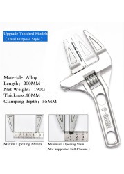 Adjustable Wrench Universal Monkey Wrench Multifunctional Plumbing Hand Tools Nut Sink Wrench Bathroom Pipe Large Open Spanner