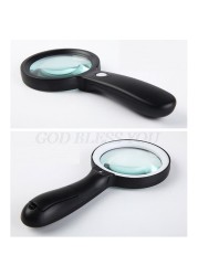 Lighted Magnifying Glass-10X Hand Held Large Magnifying Reading Glasses with 12 LED Luminous Light for Seniors, Repair, Coins