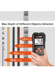 Iron, Copper, Wood Detector LOMVUM Wireless Metal Detector with High Quality LCD Display, Backlight, Depth Tracker, with Whistle