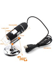 SANHOOII 1000x / 1600x LED USB Digital Microscope Endoscope Camera Microscope For Mobile Phone Repair Skin Hair Examination