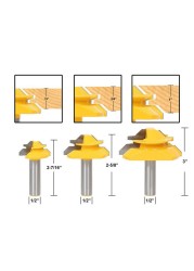 1/2" 1/4" 8mm Shank 45 Degree Lock Miter Router Bit 8*1-1/2 8*1-3/8 Tenon End Cutter Milling Tools for Woodworking