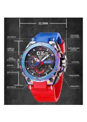 Quartz Watch Men Wristwatches SMAEL Watchfull Red Band 50M Water Resistant Analog Alarm Watch Digitals 8060 Sports Watches