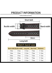 Handmade watch strap 18mm 19mm 20mm 22mm leather strap black brown blue breathable porous watches #C