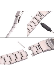 Stainless Steel Curved End Watch Strap Bracelet 20mm 22mm Silver Black Brushed Watches Women Men Metal Watches Accessories