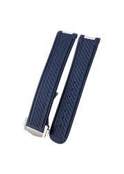 20mm Rubber Silicone Watch Strap Fit For Omega Seamaster 300 AT150 Aqua Terra Ultra Light 8900 Steel Buckle Watchband Bracelets