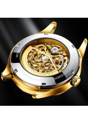 OUPINKE Watches For Men Skeleton Automatic Mechanical Watch Self Winding Sapphire Crystal Luxury Dress Tungsten Steel Water Resistant