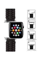 Survival Rope Strap for Apple Watch Band 44mm 40mm 45mm/41mm 42mm 38mm Outdoor Leather Clasp Strap Bracelet iWatch 3 4 5 se 6 7