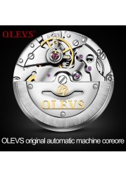 New OLEVS Men's Mechanical Watch Switzerland Wristwatch Business Men Waterproof Steel Strap Automatic Mechanical Watches Gift