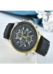 Luxury Japan Brand Men's Quartz Watches Blue Angel World Chronograph Wristwatches Business Casual Steel Leather Band Clock Clock