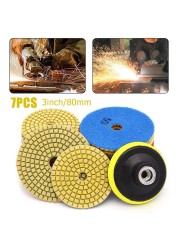 7pcs 80mm dry buffing pad 3 inch sharp type diamond polishing pads for granite marble sanding disc stone